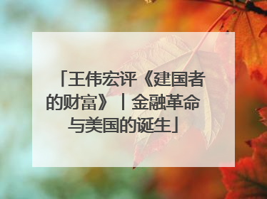 王伟宏评《建国者的财富》︱金融革命与美国的诞生
